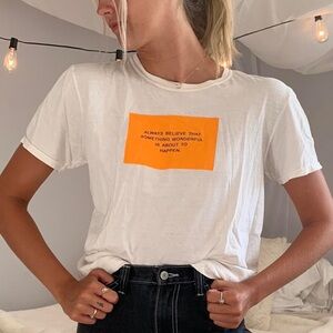 Urban Outfitters Graphic Tee Tshirt White Small Motivational Happy Smiley Summer